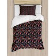 thumbnail image 1 of Ambesonne Floral Duvet Cover Sets, Forest Roses Autumn Leaves, 2-Twin, Indigo Coral Dark Tan, 1 of 4