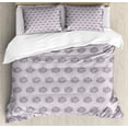 thumbnail image 1 of Ambesonne Floral Duvet Cover Sets, Hand Drawn Flowers and Dots, 2-Queen, Pale Mauve Charcoal Grey, 1 of 7