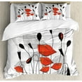 thumbnail image 1 of Ambesonne Floral Duvet Cover Sets, Hand Drawn Poppy Flowers, 2-King, Vermilion Black, 1 of 7