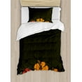 thumbnail image 1 of Ambesonne Floral Duvet Cover Sets, Hawaiian Romantic, 2-Twin, Amber Red Army Green, 1 of 4