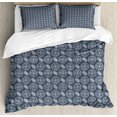 thumbnail image 1 of Ambesonne Floral Duvet Cover Sets, Japanese Ornate Abstract, 2-King, Charcoal Grey Dark Blue, 1 of 3