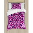 thumbnail image 1 of Ambesonne Floral Duvet Cover Sets, Lace Trippy Flowers Leaf, 2-Twin, Magenta Pink Plum, 1 of 3