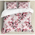 thumbnail image 1 of Ambesonne Floral Duvet Cover Sets, Nature Inspired Branches, 2-King, Rose Ruby Black, 1 of 7