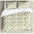 thumbnail image 1 of Ambesonne Floral Duvet Cover Sets, Pastel Simple Rose Flowers, 2-King, Fern Green Ivory, 1 of 7