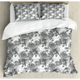 thumbnail image 1 of Ambesonne Floral Duvet Cover Sets, Plant Blossom Spring, 2-Queen, Black Grey White, 1 of 7
