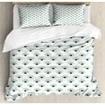 thumbnail image 1 of Ambesonne Floral Duvet Cover Sets, Simplistic Flowers Print, 2-Queen, Almond Green Black and White, 1 of 7