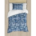 thumbnail image 1 of Ambesonne Floral Duvet Cover Sets, Sketch of Chrysanthemums, 2-Twin, Blue Grey Slate Blue, 1 of 4