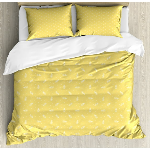 Ambesonne Floral Duvet Cover Sets, Soft Tone Small Flowers, 2-King, White Pastel Yellow
