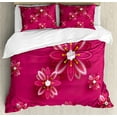 thumbnail image 1 of Ambesonne Floral Duvet Cover Sets, Spring Flowers, 2-Queen, Pink, 1 of 6