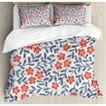 thumbnail image 1 of Ambesonne Floral Duvet Cover Sets, Spring Imagery Vintage, 2-Queen, Cadet Blue Coral Cream, 1 of 3
