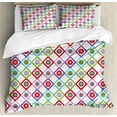 thumbnail image 1 of Ambesonne Floral Duvet Cover Sets, Squares with Flowers, 2-Queen, Multicolor, 1 of 7