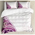 thumbnail image 1 of Ambesonne Floral Duvet Cover Sets, Swirled Petals Motif, 2-King, Pale Pink Fuchsia Plum, 1 of 7
