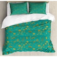 thumbnail image 1 of Ambesonne Floral Duvet Cover Sets, Teal and Orange Art Pattern, 2-King, Pale Orange Dark Seafoam, 1 of 7