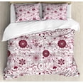 thumbnail image 1 of Ambesonne Floral Duvet Cover Sets, Vibrant Baroque, 2-King, Maroon Rose, 1 of 3