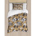 thumbnail image 1 of Ambesonne Floral Duvet Cover Sets, Vintage Composition Dog-rose, 2-Twin, Camel Dark Blue Grey, 1 of 4