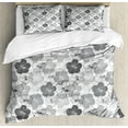 thumbnail image 1 of Ambesonne Floral Duvet Cover Sets, Vintage Hibiscus Flowers, 2-King, Purpleblue Pale Taupe, 1 of 6