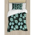 thumbnail image 1 of Ambesonne Floral Duvet Cover Sets, Vintage Style Budding Roses, 2-Twin, Charcoal Grey Pale Teal, 1 of 4