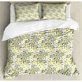 thumbnail image 1 of Ambesonne Floral Duvet Cover Sets, Vivid Spring Blossoms Art, 2-Queen, Pastel Yellow Dimgray, 1 of 3