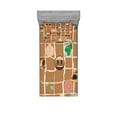thumbnail image 1 of Ambesonne Floral Emoji Fitted Sheet & Pillow Sham Set, Earthy Pastel Summer, Twinxl, Caramel Mustard Champagne, 1 of 2
