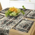 thumbnail image 1 of Ambesonne Floral Ethnic Table Runner & Placemats, Oriental Flowering, Placemat 4 pcs + Runner 14"x72", Pale Ruby Reseda Green, 1 of 4
