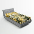 thumbnail image 1 of Ambesonne Floral Eucalyptus Fitted Sheet, Botanical Chevron, Twin Size, Mustard and Laurel Green, 1 of 3