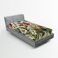 thumbnail image 1 of Ambesonne Floral Eucalyptus Fitted Sheet, Colorful Blossomy, TwinXL Size, Champagne and Multicolor, 1 of 3