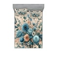 thumbnail image 1 of Ambesonne Floral Eucalyptus Fitted Sheet & Pillow Sham Set, Joyful Spring, Full, Blush and Sea Blue, 1 of 2