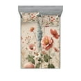 thumbnail image 1 of Ambesonne Floral Eucalyptus Fitted Sheet & Pillow Sham Set, Soft Efflorescent, Calking, Rose Warm Taupe Green, 1 of 2