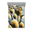 thumbnail image 1 of Ambesonne Floral Eucalyptus Fitted Sheet & Pillow Sham Set, Summery Thistles, Full, Mustard Blue Grey Cream, 1 of 2