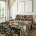 thumbnail image 1 of Ambesonne Floral Eucalyptus Fitted & Top Sheet Set with Sham, Art Nouveau Bloom, Sepia Multicolor, 1 of 5