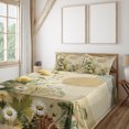 thumbnail image 1 of Ambesonne Floral Eucalyptus Fitted & Top Sheet Set with Shams, Pastel Abloom, Ivory Sage Green Mustard, 1 of 1