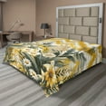 thumbnail image 1 of Ambesonne Floral Eucalyptus Flat Sheet, Botanical Chevron, Full Size, Mustard and Laurel Green, 1 of 1