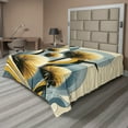 thumbnail image 1 of Ambesonne Floral Eucalyptus Flat Sheet, Summery Thistles, California King, Mustard Blue Grey Cream, 1 of 1