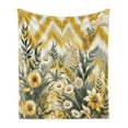 thumbnail image 1 of Ambesonne Floral Eucalyptus Fleece Throw Blanket Botanical Chevron 60"x80" Mustard and Laurel Green, 1 of 1