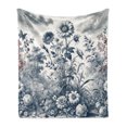 thumbnail image 1 of Ambesonne Floral Eucalyptus Fleece Throw Blanket Vintage Flowering 50"x70" Slate Blue and Burgundy, 1 of 5
