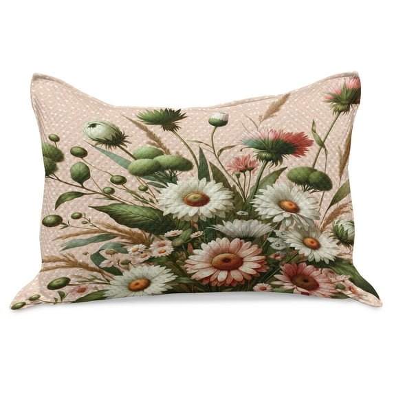 Ambesonne Floral Eucalyptus Knitted Quilt Pillowcover, Blushing Blooms, 30"x20", Blush Forest Green Pink