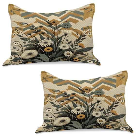 Ambesonne Floral Eucalyptus Knitted Quilt Pillowcover Set of 2, Century Modern, 30" x 20", Amber Laurel Green