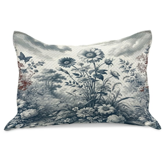 Ambesonne Floral Eucalyptus Knitted Quilt Pillowcover, Vintage Flowering, 36"x20", Slate Blue and Burgundy