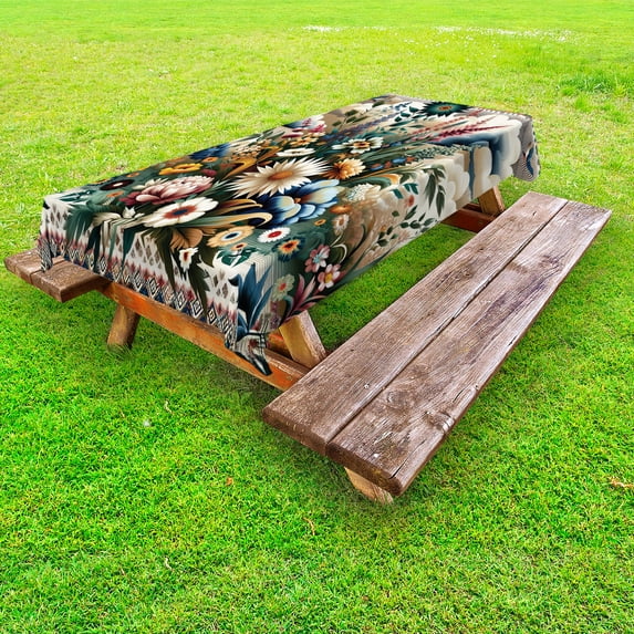 Ambesonne Floral Eucalyptus Outdoor Tablecloth, Western Bloom, 58"x84", Dark Tan Multicolor