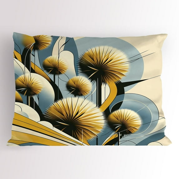 Ambesonne Floral Eucalyptus Pillow Sham, Summery Thistles, 26" X 20", Mustard Blue Grey Cream