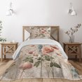 thumbnail image 1 of Ambesonne Floral Eucalyptus Quilted Coverlet 2 Pcs, Soft Efflorescent, Twin Size, Rose Warm Taupe Green, 1 of 4