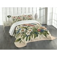 thumbnail image 1 of Ambesonne Floral Eucalyptus Quilted Coverlet 3 Pcs, Colorful Blossomy, King Size, Champagne and Multicolor, 1 of 5
