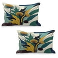 thumbnail image 1 of Ambesonne Floral Eucalyptus Quilted Pillowcover Set of 2, Abstract Thistles, 36" x 20", Teal Mustard Blue, 1 of 1