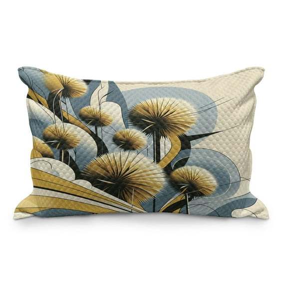 Ambesonne Floral Eucalyptus Quilted Pillowcover, Summery Thistles, 36" x 20", Mustard Blue Grey Cream