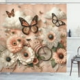 thumbnail image 1 of Ambesonne Floral Eucalyptus Shower Curtain, Flowers and Bike, 69"Wx70"L, Peach Peacock Green, 1 of 1