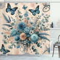 thumbnail image 1 of Ambesonne Floral Eucalyptus Shower Curtain, Joyful Spring, 69"Wx84"L, Blush and Sea Blue, 1 of 1