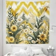 thumbnail image 1 of Ambesonne Floral Eucalyptus Tapestry Queen Size, Botanical Chevron, 88"x88", Mustard and Laurel Green, 1 of 2