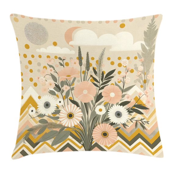 Ambesonne Floral Eucalyptus Throw Pillow Cushion Cover, Boho Nordic Art, 16" X 16", Blush Eggshell Amber