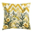 thumbnail image 1 of Ambesonne Floral Eucalyptus Throw Pillow Cushion Cover, Botanical Chevron, 28" X 28", Mustard and Laurel Green, 1 of 2