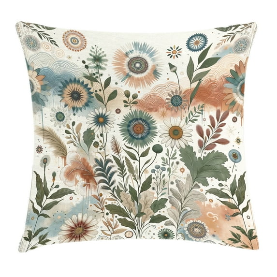 Ambesonne Floral Eucalyptus Throw Pillow Cushion Cover, Tender Garden, 20" X 20", Pale Rose Slate Blue